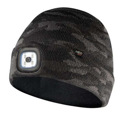 Двошарова шапка з ліхтариком NEO Tools CAMO URBAN (180 лм) (81-632) 81-632 фото