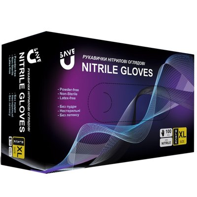 Оглядові нітрилові рукавички SAVE U (XL / 10", 100 шт.) (110-1273-XL) 110-1273-XL фото