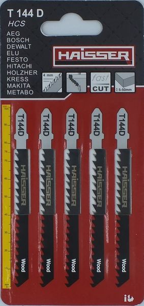 Пилочне полотно HAISSER Т 144 D - н-р 5 шт, 75 мм, м"яка деревина (5-50мм), ДСП, ДВП, столярна плит HS118003/6111722 фото