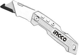 Нож складной алюминиевый, 5 лезвий трапеция SK5 INGCO HUK6138 фото