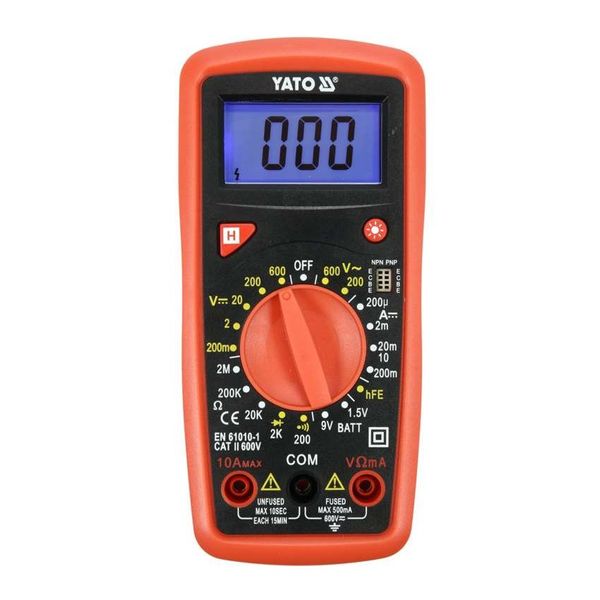 Мультиметр для измерения электрических параметров YATO с LCD-дисплеем и проводниковыми контактами YT-73081 фото
