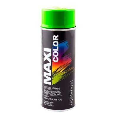 Емаль аерозольна універсальна декоративна Maxi Color RAL 6018 жовто-зелена 400 мл MX6018 фото