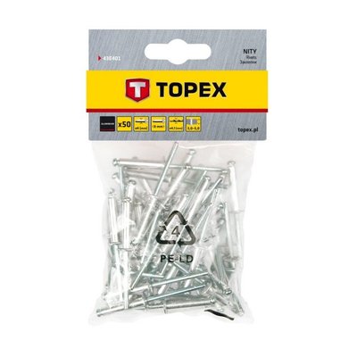 Заклепки Topex (4x8 мм, 50 шт.) (43E401) 43E401 фото