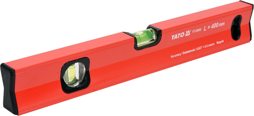 Уровень алюминиевый YATO: 3 капсулы L=400 мм. YT-3001 фото