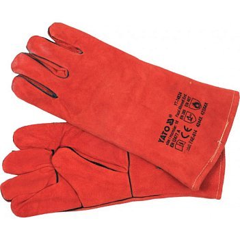 Перчатки сварщика, термостойкие YATO из кожи, с увеличенной изоляцией, размер 10 YT-74824 фото