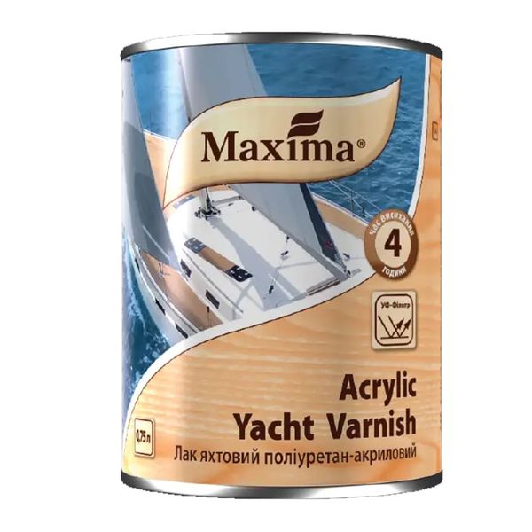 Лак яхтенный полиуретан-акриловый "Acrylic yacht varnish", глянцевый ТМ "MAXIMA", 0,75л 00-00003197 фото
