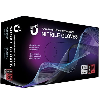Обзорные нитриловые перчатки SAVE U (M/8", 100 шт.) (110-1273-M) 110-1273-M фото