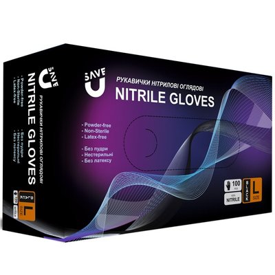 Обзорные нитриловые перчатки SAVE U (L/9", 100 шт.) (110-1273-L) 110-1273-L фото