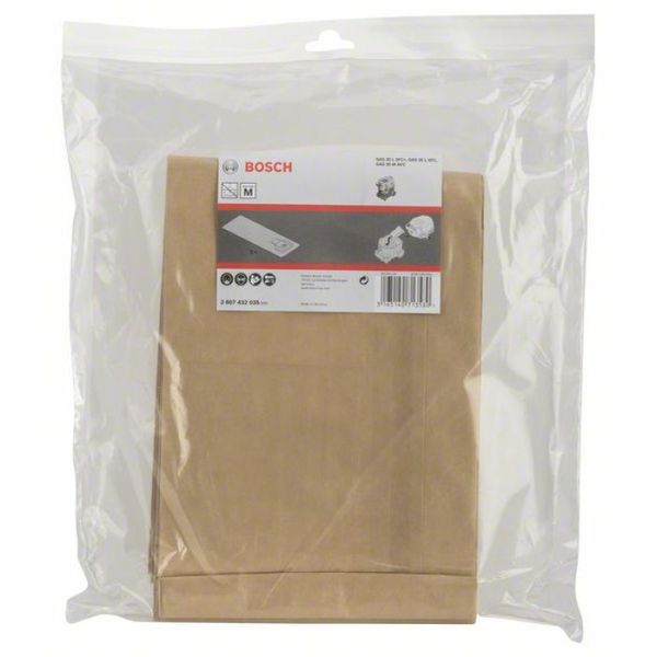 Бумажные мешки для пылесоса Bosch GAS 35L/35M (35 л, 5 шт.) (2607432035) 2607432035 фото