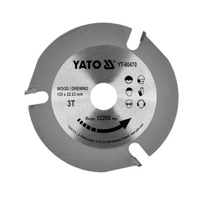 Диск пиляльний по дереву YATO : Ø125 x 22.23 x 3.8 мм, 3 зубці, R.P.M до 12200 1/хв YT-60470 фото