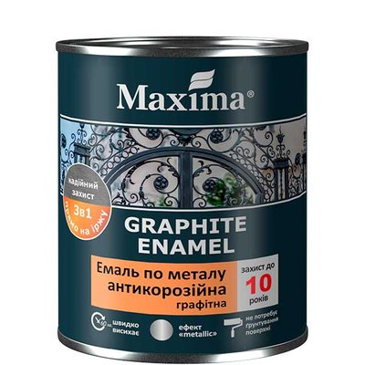 Емаль антикорозійна по металу 3в1, графітна, срібляста, TM 'Maxima'-2,3 кг 00-00002857 фото