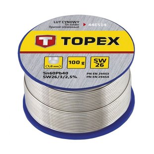 Припій олов'яний Topex (1.0 мм, 100 г) (44E514) 44E514 фото