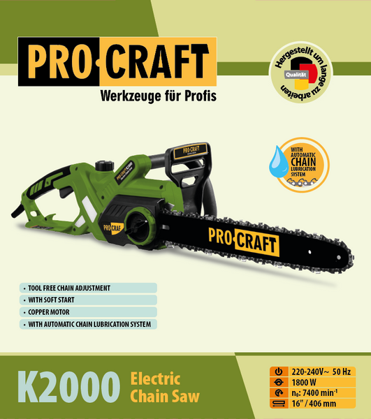 Ланцюгова пила Procraft K2000 бічна 702000 фото