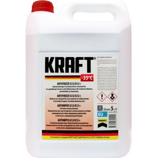 Антифриз KRAFT G12 Red G12/G12+ -35 5л червоний KF110 фото