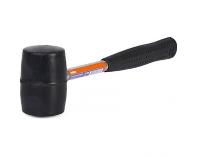 Резиновый молоток металлическая ручка 450г(черная резина) Miol 32-702 32-702 фото