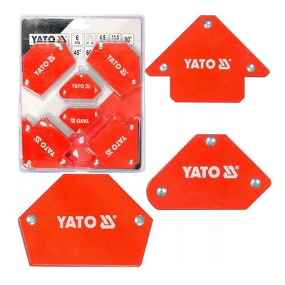 Кутники магнітні для зварювання YATO: кут: 45°, 90°, 135°, 2-4,5 кг, 43х72х12мм,4-11,5кг,82х118х14мм YT-08679 фото