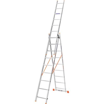 Лестница алюминиевая 3-х секционная BLUETOOLS (3х9 ступенек) (160-9006) 160-9006 фото