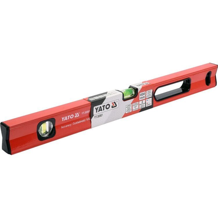 Рівень алюмінієвий з магнітом YATO : L= 60 см. 2 капсули, 1 ручка