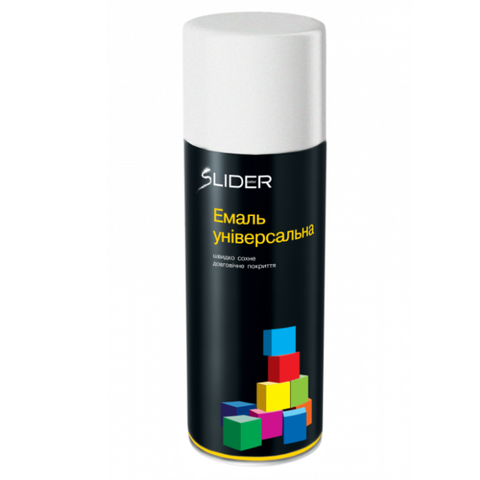 Емаль SLIDER color універсальна 9010 біла глянцева 400 мл