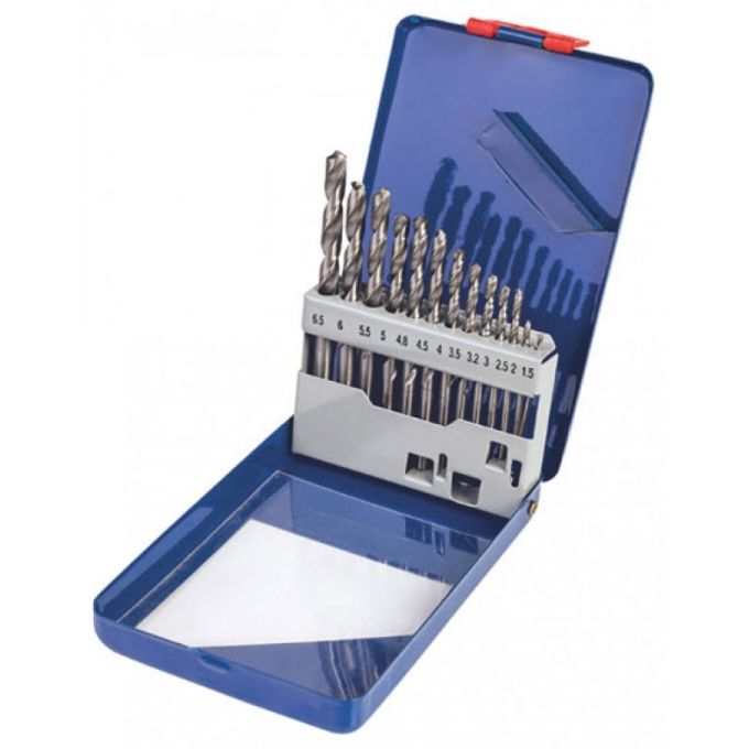 Набір свердл по металу Р6М5 білих 1,5-6,5мм 13шт (мет. коробка)