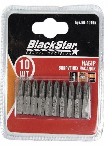Біти Ph2x25 мм, TORSION, S2-сталь, 10шт, "BlackStar"