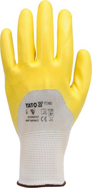 Рукавиці робочі з латексним покриттям жовті YATO, розм. 9