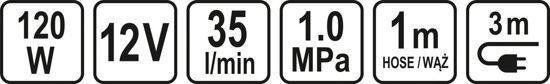 Компресор автомобільний STHOR :12 В,120Вт,подача повітря-35 л/хв при тиску -1МРа+шланг 1м,3н,мішок