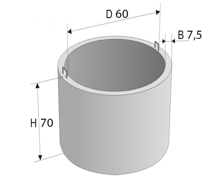 Кольцо ж/б D 60; H 70; B 7.5 (КС 06-07)