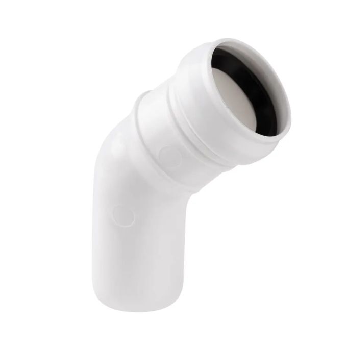 Коліно з поліпр. біле (45)  32х32 (1 гумка) д/каналіз. труб TA Sewage