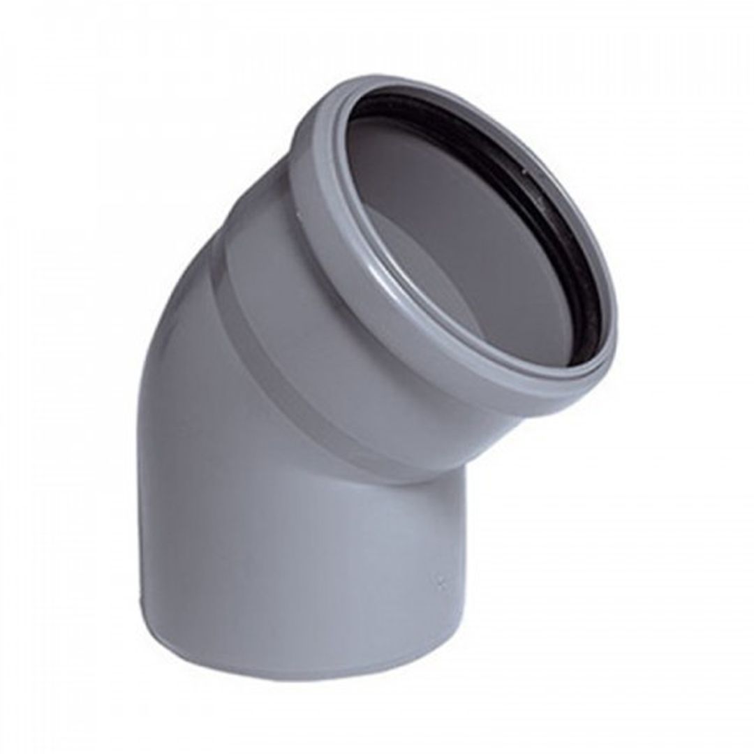 Коліно з поліпр. (45)  50х50 (1 гумка) д/каналіз. труб TA Sewage