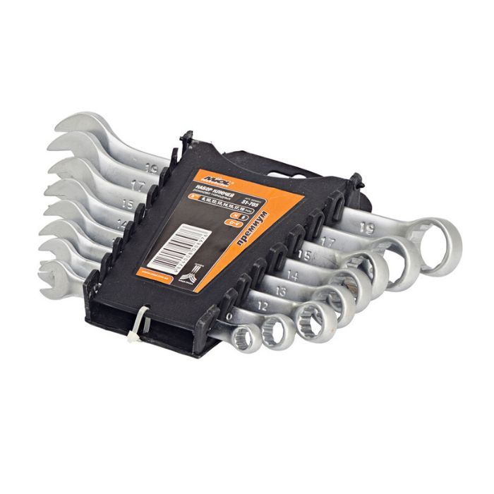 Набір ключів комбінованих Cr-V сатин, 8шт, (8-19мм) посиленої міцності