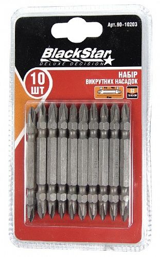 Біти Ph1-Ph2x65 мм, TORSION, S2-сталь, 10шт, "BlackStar"