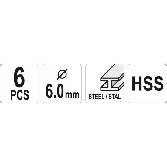 Набір фрез різної форми по металу YATO, для дрилі, з шпінделем Ø= 6 мм, 6 шт.