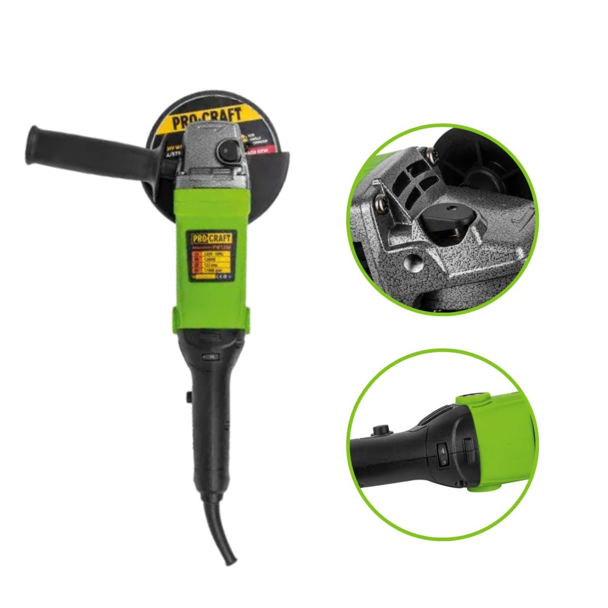 Болгарка (угловая шлифовальная) ProCraft PW-1200 E