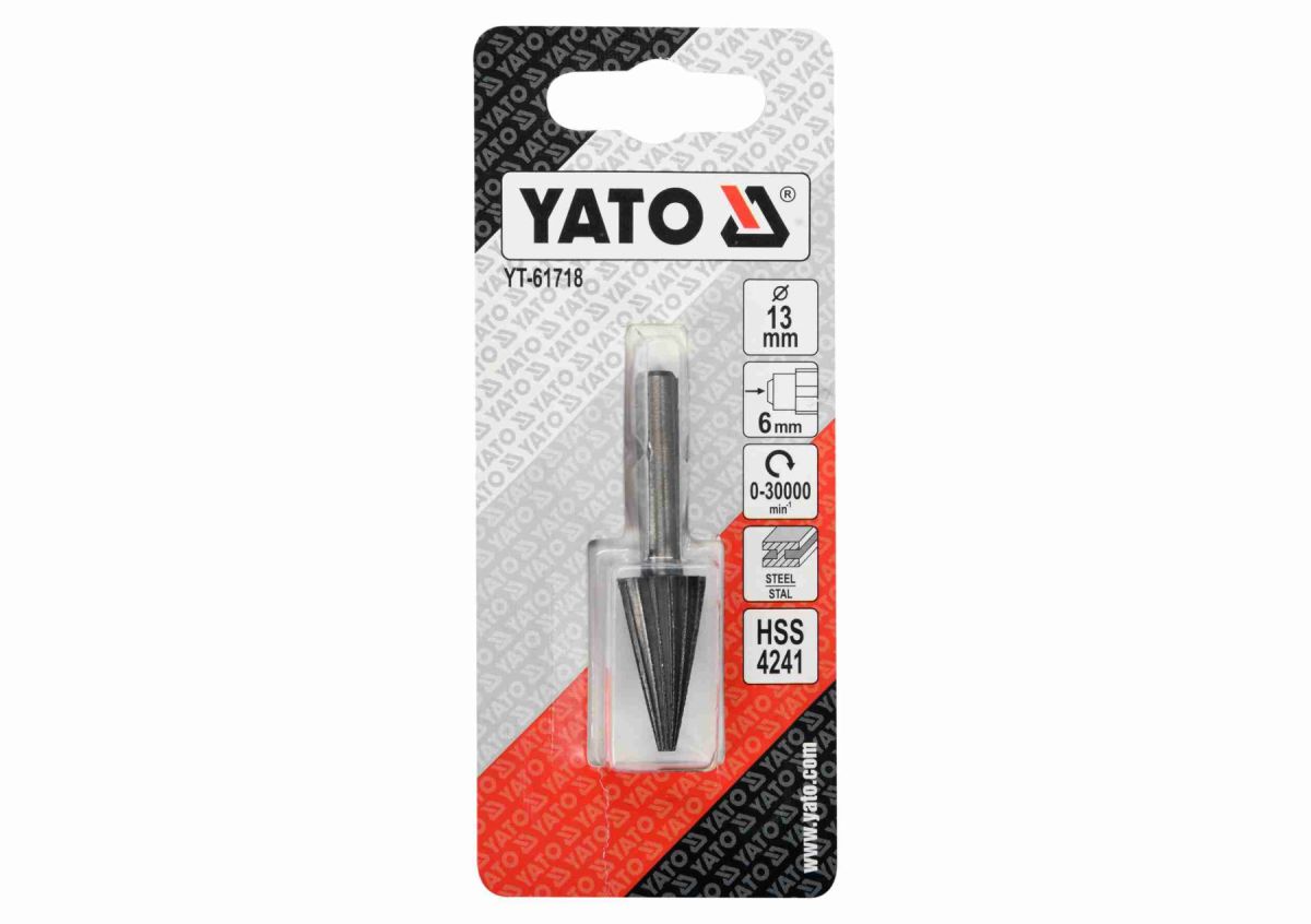 Фреза конусна по металу YATO : Ø13 x 25/55 мм HSS 4241, хвостовик- Ø6 мм