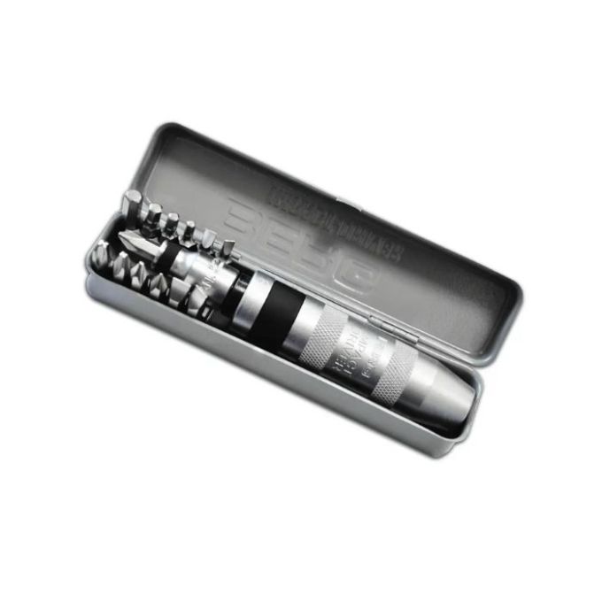 Отвертка ударная + 13 насадок, металлический футляр, Cr-V, Berg