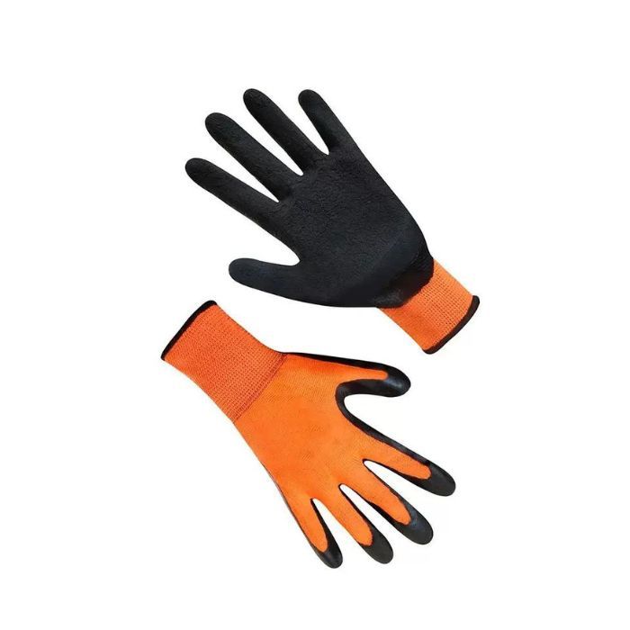Рукавиці "ПІНА" ПОМАРАНЧЕВА з чорними пальцями, утеплена 300 (10 шт)  ПТ-5864
