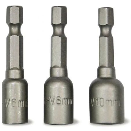 Набір головок для шуроповерта, Cr-V, магнітні, 48 мм, М6, М8, М10