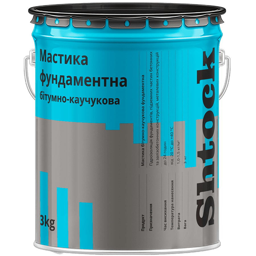 Мастика гідроізоляційна бітумно-каучукова фундаментна, 3кг (150)