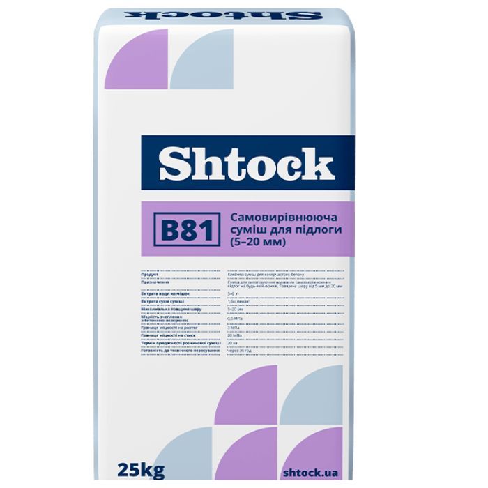 Самовыравнивающаяся смесь В81, 5-20 мм, 25 кг (48 шт)