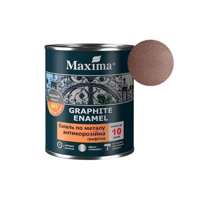 Емаль антикорозійна по металу 3в1, графітна Maxima Шоколадна 0.75 л