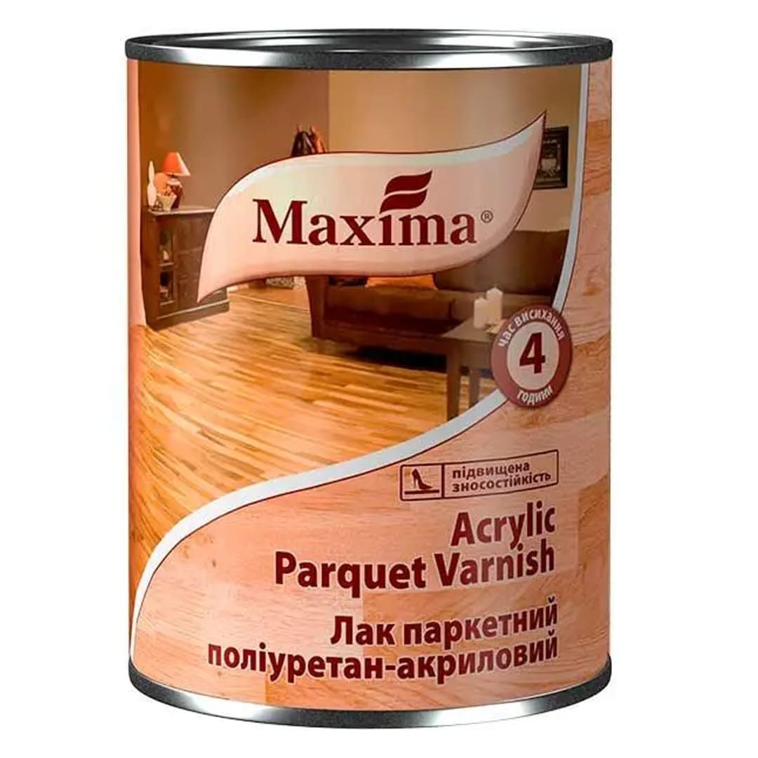 Лак паркетный полиуретан-акриловый "Acrylic parkquet varnish", глянцевый ТМ "MAXIMA", 0,75л