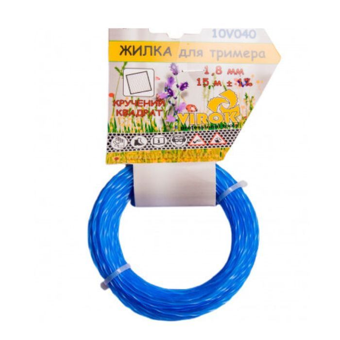 Жилка для тримера "Кручений КВАДРАТ" ТМ VIROК: Ø=1.8 мм, l=15м