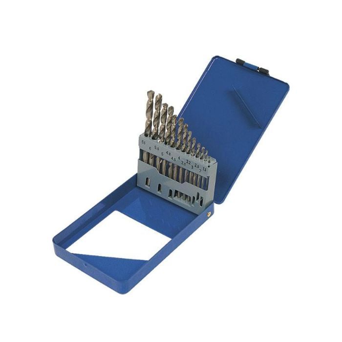 Набір свердл по металу Р6М5 білих 1,0-10,0мм 19шт (мет. коробка)