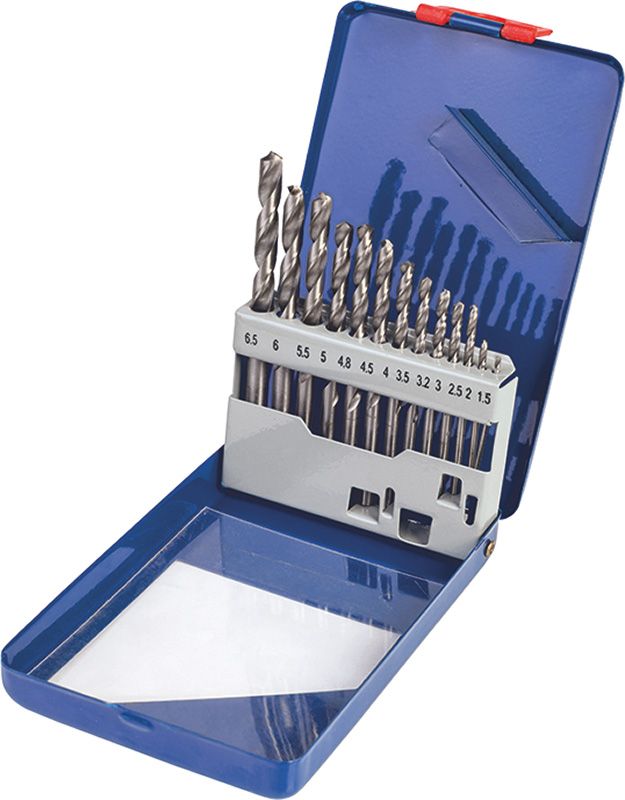 Набір свердл по металу Р6М5 білих 1,0-13,0мм 25шт (мет. коробка)