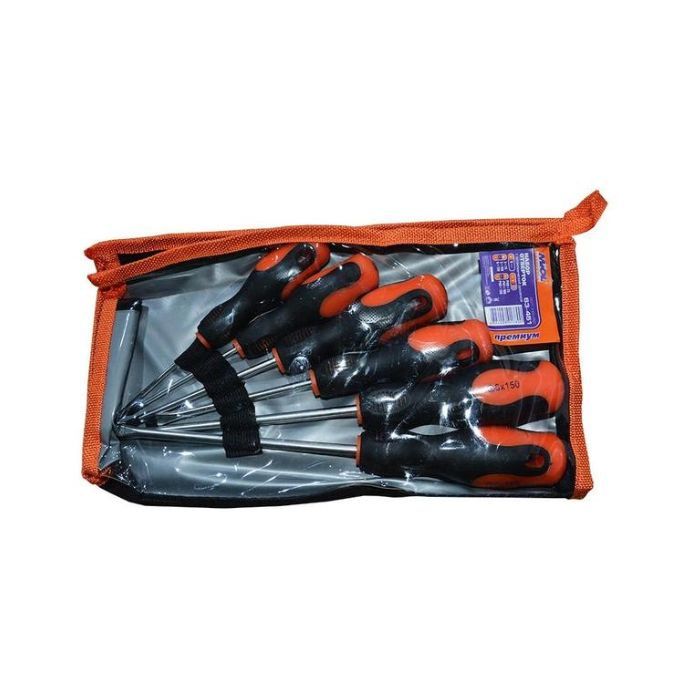 Набір викруток з ергономічною ручкою Cr-V 6од у сумці