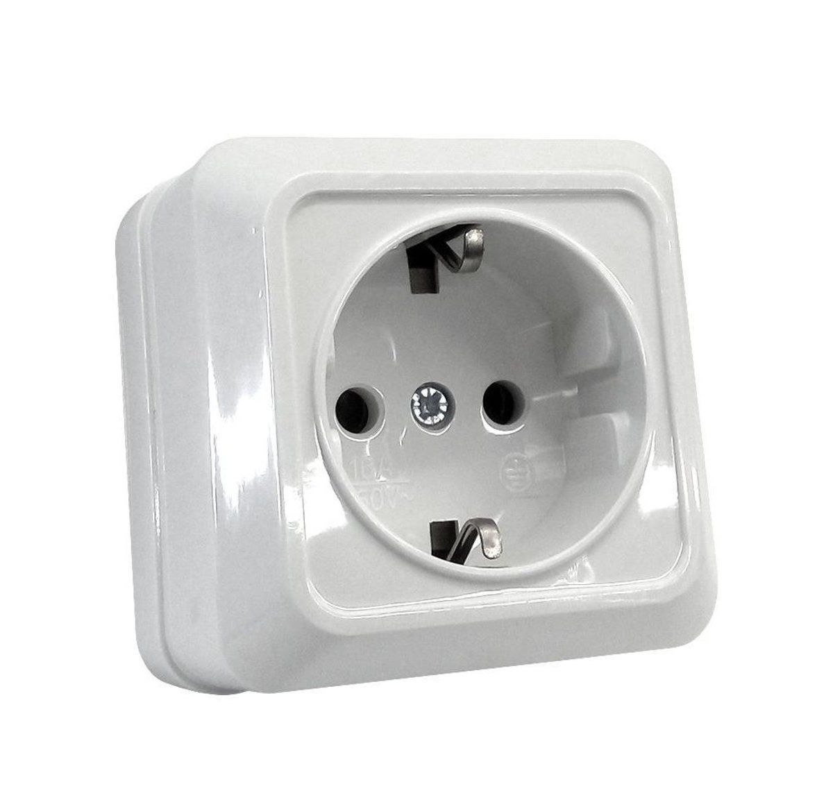 Розетка з заземленням накладна біла