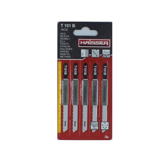 Пилочное полотно HAISSER T 101 B - н-р 5 шт, 75 мм, мягкая древесина, столярная плита, ДСП, ДВП, матери