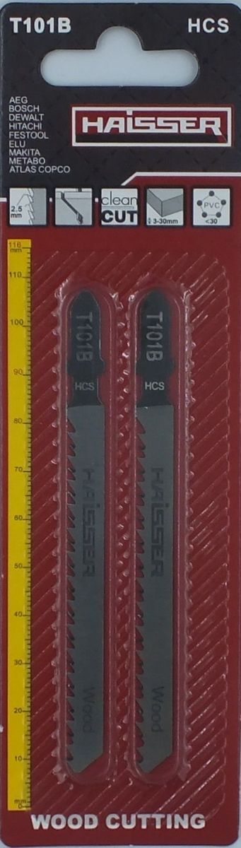 Пилочное полотно HAISSER T 101 B - н-р 2 шт, 75 мм, мягкая древесина, столярная плита, ДСП, ДВП, матери