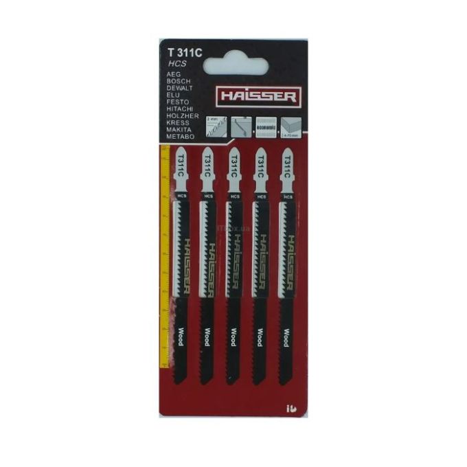 Пилочное полотно HAISSER T311С - н-р 5 шт,126 мм,мягкая древесина(4-65 мм),ДСП,столярная плита,ДВП,разв.